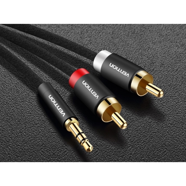 კაბელი VENTION BCFBL 3.5mm Male to 2RCA Male Audio Cable 10M Black Metal Type