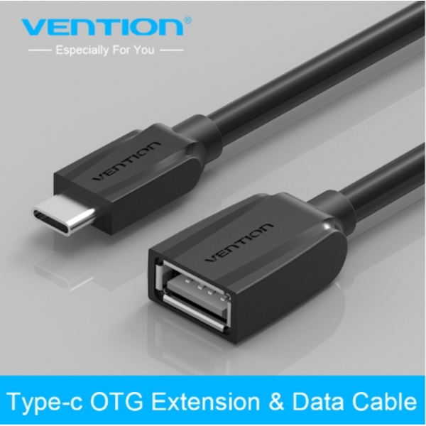 კაბელი Vention VAS-A41-B010 USB 2.0 A Female to Type-C Male OTG Cable 0.1M Black