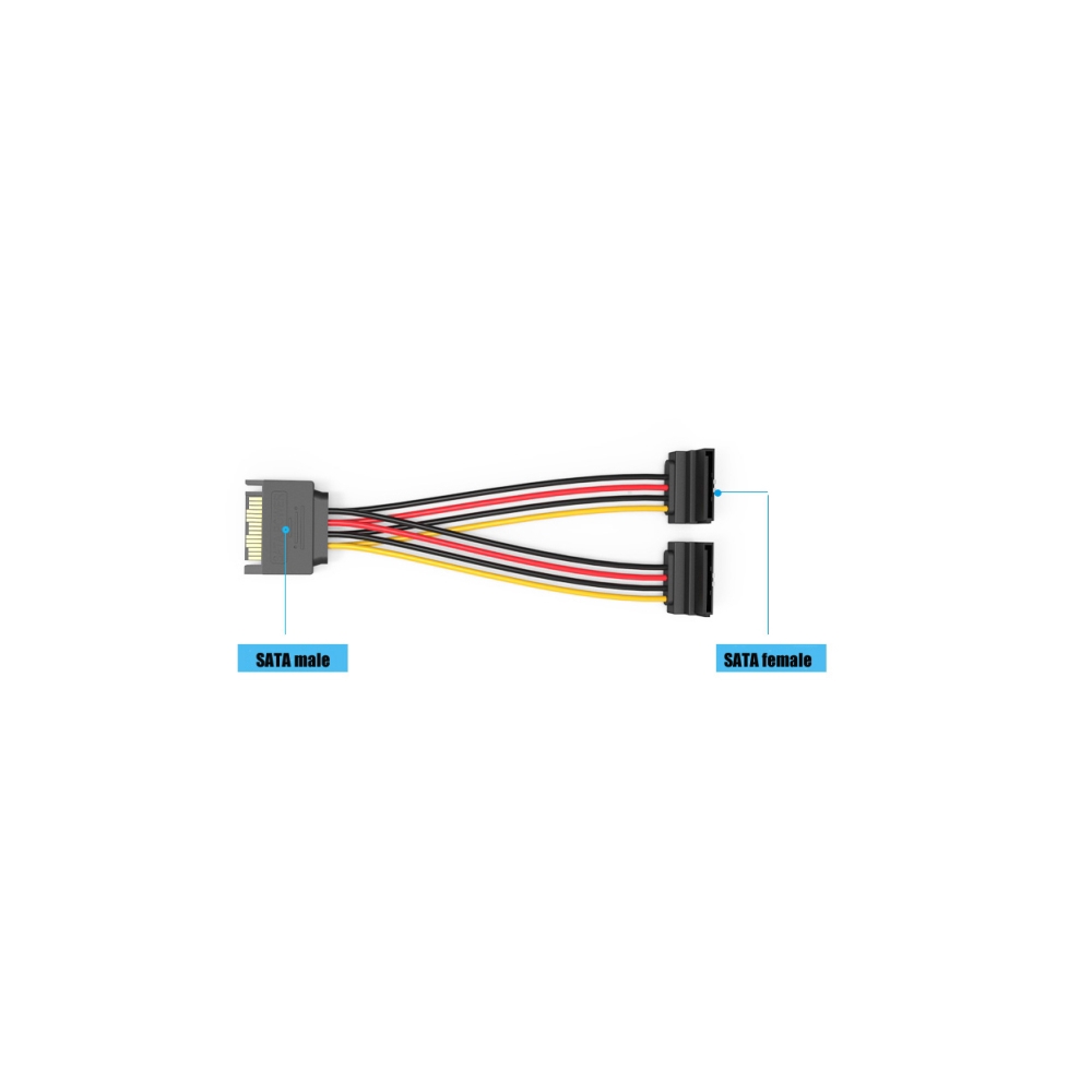კაბელი VENTION KDBBB SATA 15P Male to 90° 2*15P Female Power Splitter Cable 0.15M Black