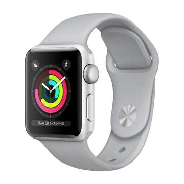 APPLE WATCH SERIES 3 GPS 38MM SILVER ALUMINIUM CASE WITH WHITE SPORT BAND A1858 (MTEY2GKA)