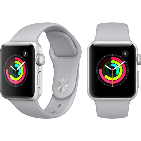 APPLE WATCH SERIES 3 GPS 38MM SILVER ALUMINIUM CASE WITH WHITE SPORT BAND A1858 (MTEY2GKA)