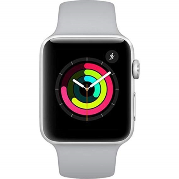 APPLE WATCH SERIES 3 GPS 38MM SILVER ALUMINIUM CASE WITH WHITE SPORT BAND A1858 (MTEY2GKA)