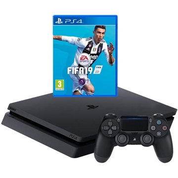 PLAYSTATION 4 CONSOLE 500 GB WITH FIFA 19 + EXTRA DUALSHOCK CONTROLLER  (BLACK)\PS4