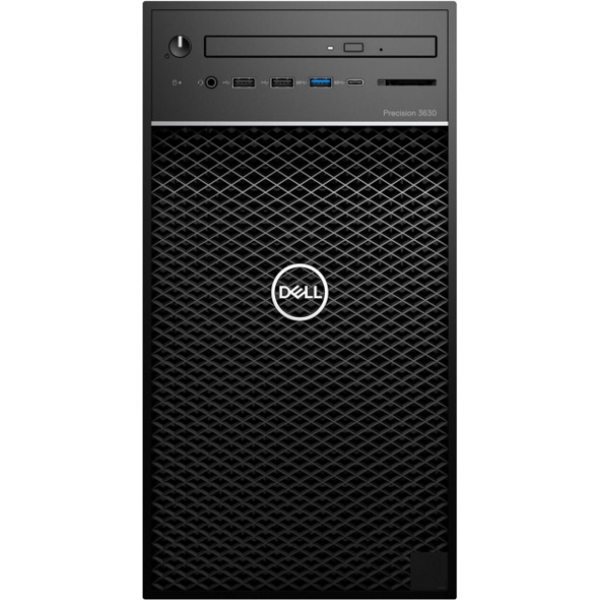 ბრენდ კომპიუტერი Dell Precision Tower Workstation 3630, Intel i7-8700 ( 6C/12T 3.2GHz, 4.6Ghz Turbo, 12MB) 16GB (2X8GB) 2666 MHz DDR4 UDIMM Non-ECC (4 Dimm Slots; Up to 64GB ), M.2 256GB PCIe NVMe SSD Class 40, 8x DVD+/-RW, NVIDIA Quadro P2000, 5GB, Optical Mouse + Multimedia Keyboard - Russian (QWERTY); 460W up to 90% efficient PSU (80Plus Gold); TPM, Energy Star; 1xGB LAN; USB 3.1, Type C (10Gb) ; 2 x DP, 1 x HDMI; / 1 x Serial; Slots: 1x Full Height PCIe x16, 1x PCIx1, 2 x Full Height PCIe x4