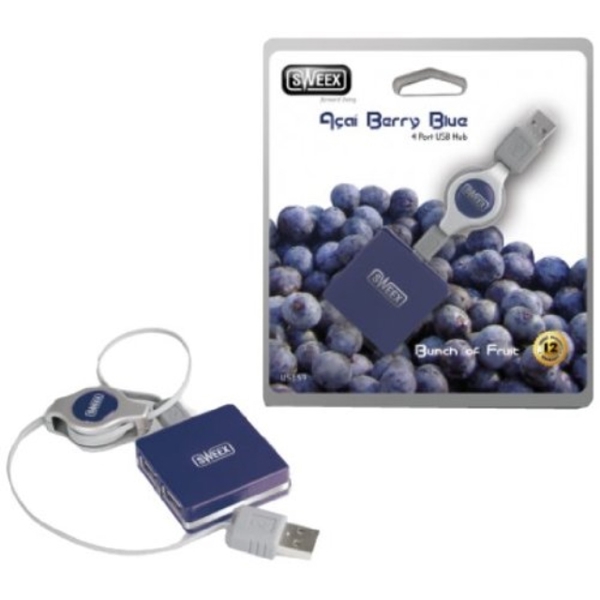 USB ჰაბი - SWEEX 4 Port USB Hub, Acai Berry Blue - US159