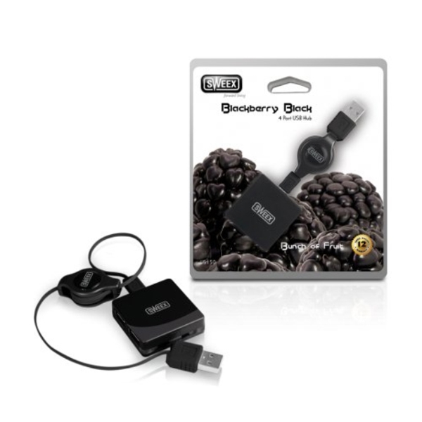 USB ჰაბი - SWEEX 4 Port USB Hub, Blackberry Black - US150