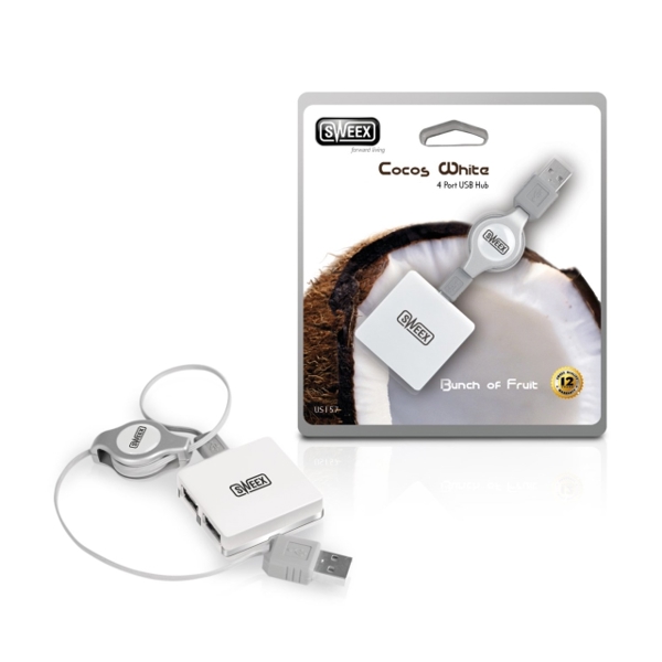 USB ჰაბი - SWEEX 4 Port USB Hub, Cocos White - US157