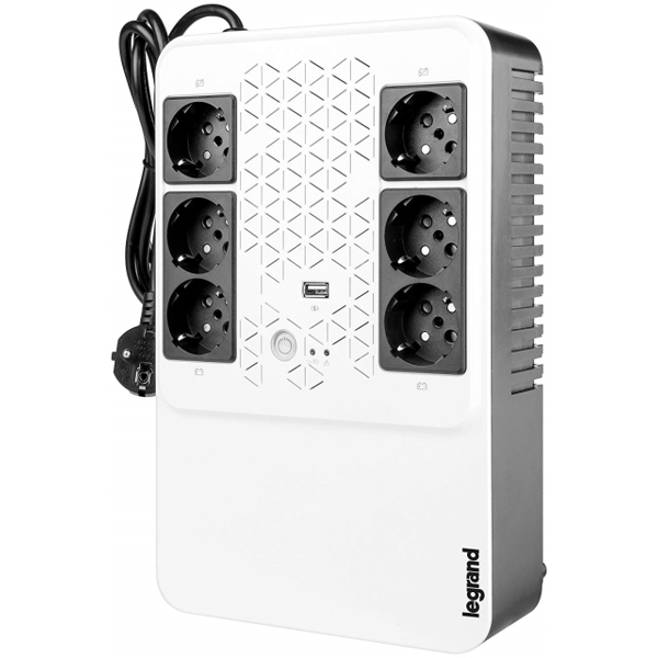 უწყვეტი კვების წყარო Legrand UPS BTicino 310082 Gruppo di Continuità New Keor Multiplug con Caricatore USB, 800 VA/480 W