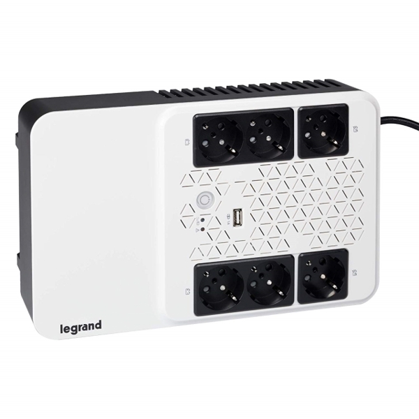 უწყვეტი კვების წყარო Legrand UPS BTicino 310082 Gruppo di Continuità New Keor Multiplug con Caricatore USB, 800 VA/480 W