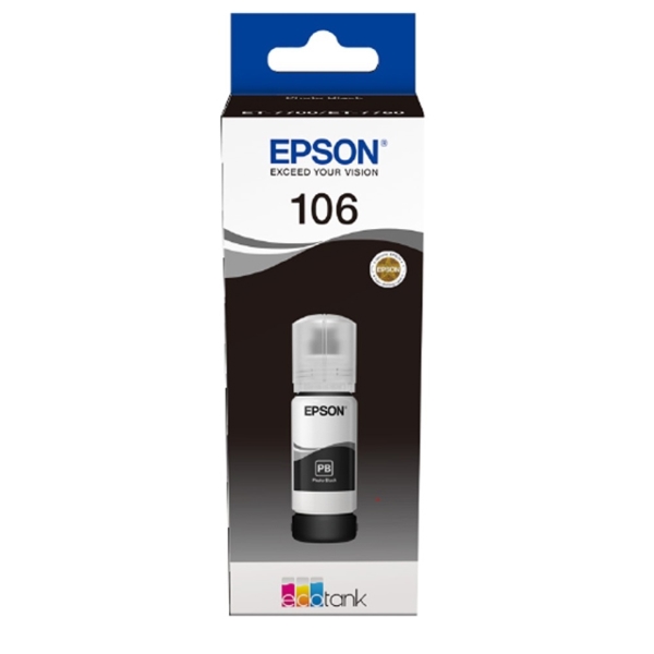 კარტრიჯი EPSON ORIGINAL (C13T00R140)  I/C (b) 106 ECOTANK PHOTO BLACK INK BOTTLE L7180