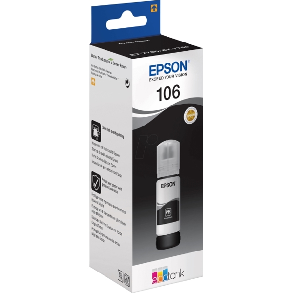 კარტრიჯი EPSON ORIGINAL (C13T00R140)  I/C (b) 106 ECOTANK PHOTO BLACK INK BOTTLE L7180