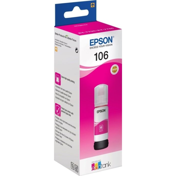 კარტრიჯი EPSON ORIGINAL (C13T00R340) I/C (m) 106 ECOTANK MAGENTA INK BOTTLE  L7180