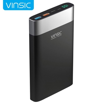 პორტატული დამტენი Power bank, Vinsic® 20000mAh External Battery QC 3.0 Quick Charge Power Bank, One QC 3.0 Quick Charge USB Output, One Standard USB Output and One Input&Output Type -C