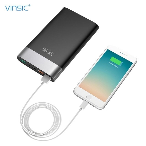 პორტატული დამტენი Power bank, Vinsic® 20000mAh External Battery QC 3.0 Quick Charge Power Bank, One QC 3.0 Quick Charge USB Output, One Standard USB Output and One Input&Output Type -C