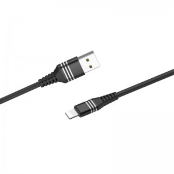 კაბელი USB   HOCO U46 TRICYCLIC SILICONE CHARGING DATA CABLE FOR LIGHTNING  BLACK