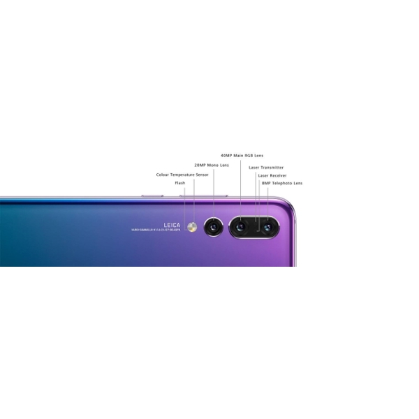 მობილური ტელეფონი Huawei P20 Pro Twilight, 6.1'' 1080x2244, 2.4GHz1.8GHz, 8 Core, 6GB RAM, 128GB, 40Mpix20Mpix8Mpix/24Mpix, 2 Sim, LTE, BT, Wi-Fi, NFC, GPS, Glonass, USB-3.1, 4000mAh, Android 8.1, 180g