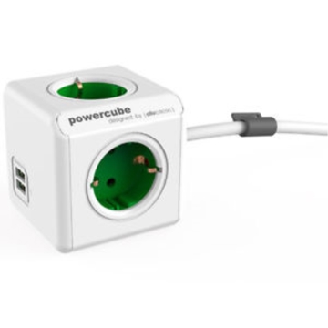 დენის გამანაწილებელი SURGE PROTECTION ALLOCACOC POWERCUBE EXTENDED USB DE; GREEN  (1402GNDEEUPC)