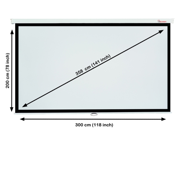 პროექტორის ეკრანი ALLSCREEN MANUAL PROJECTION SCREEN 300X200CM HD FABRIC CWP-11879 Diagonal 141 inch / 358 CM