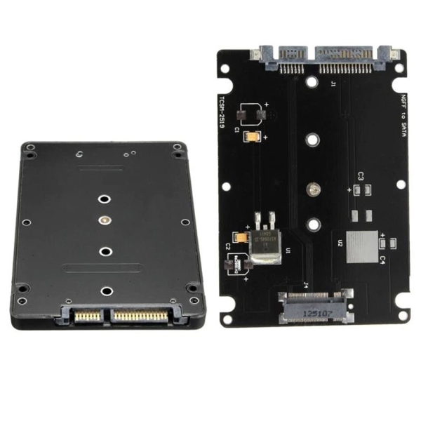 SSD მყარი დისკის ქეისი Converter Adapter B Wrench Connector 2 M.2 NGFF (SATA) SSD to 2.5 SATA Card Adapter with Black Case