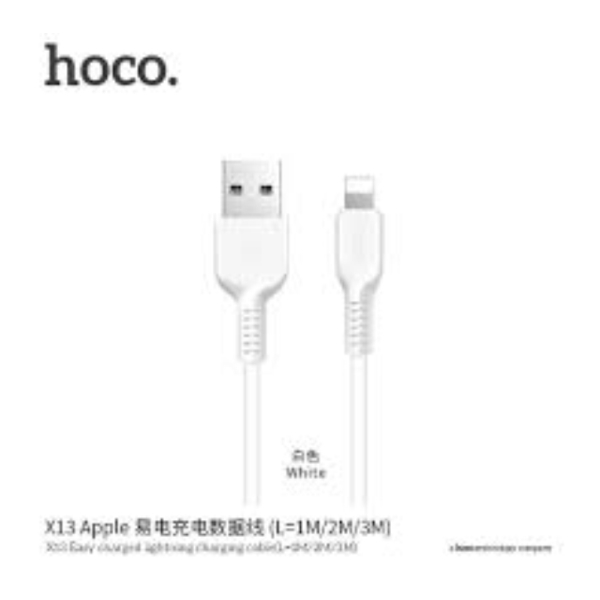 USB  HOCO X13 EASY CHARGED LIGHTNING CHARGING CABLE,(L=1M) WHITE