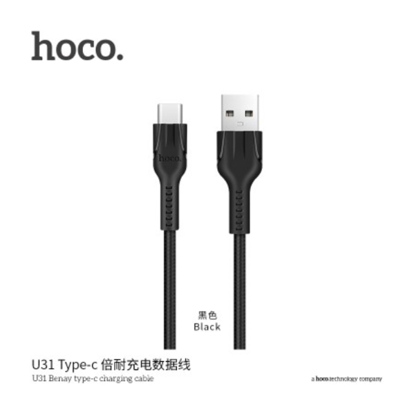 USB  HOCO U31 BENAY TYPE-C CHARGING CABLE BLACK