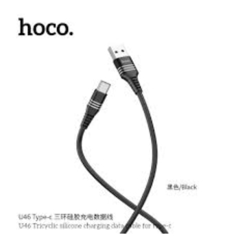 USB  HOCO U46 TRICYCLIC SILICONE CHARGING DATA CABLE FOR TYPE-C BLACK