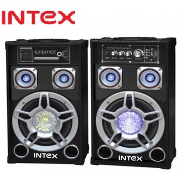 დინამიკი INTEX DJ Speaker DJ-801K BT Function 8'' DJ Speakers USB/SD/FM/ Remote Control/ KARAOKE/ Bluetooth(Optional) Speaker Size / Watt Main Unit:8"*2 Satellite:3.5"*2 Output Power 30W*2 RMS 18.8W*2 Frequency Respo