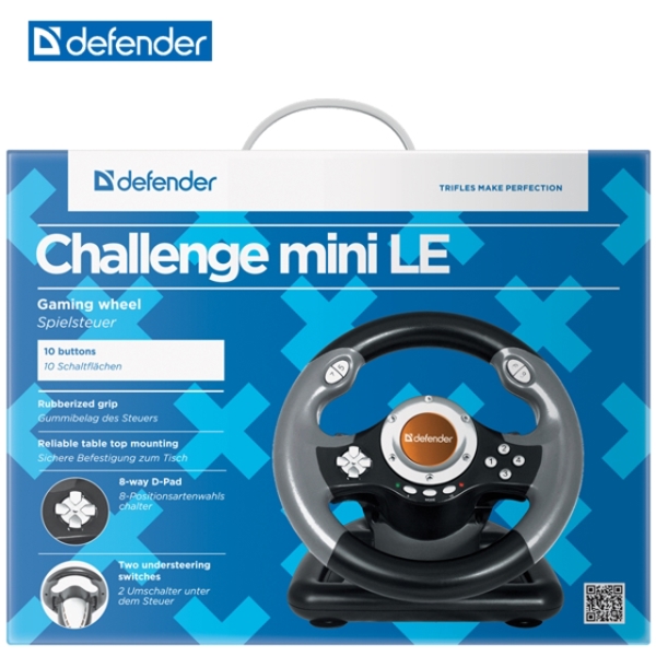 კომპიუტერული საჭე Defender CHALLENGE MINI LE (USB) 10 buttons