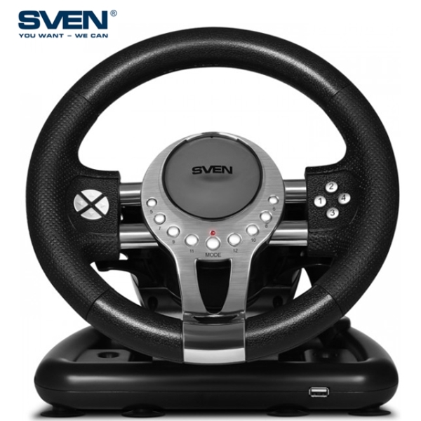 კომპიუტერული საჭე+პედლები Sven GC-W800, Windows, PS3/PS4, XB1, Racing Wheel+Pedals, Black