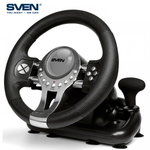 კომპიუტერული საჭე+პედლები Sven GC-W800, Windows, PS3/PS4, XB1, Racing Wheel+Pedals, Black