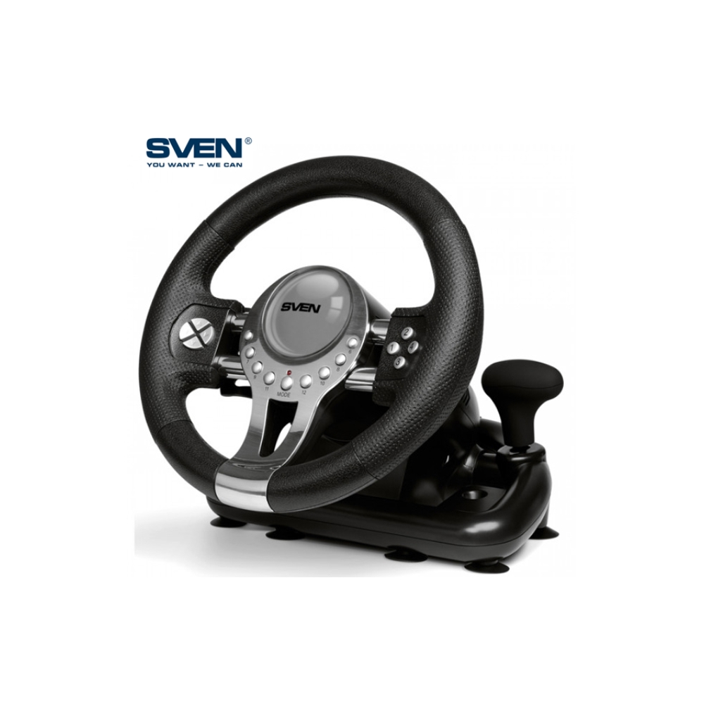 კომპიუტერული საჭე+პედლები Sven GC-W800, Windows, PS3/PS4, XB1, Racing Wheel+Pedals, Black