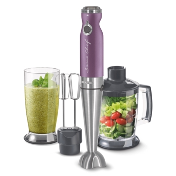 SENCOR SHB 5603VT 4 IN 1 HAND BLENDER, TITANIUM QUADBLADE TECHNOLOGY, POWER INPUT 1 000 W, EXTRA QUIET DC MOTOR, 800 ML WITH LID, 1 250 ML