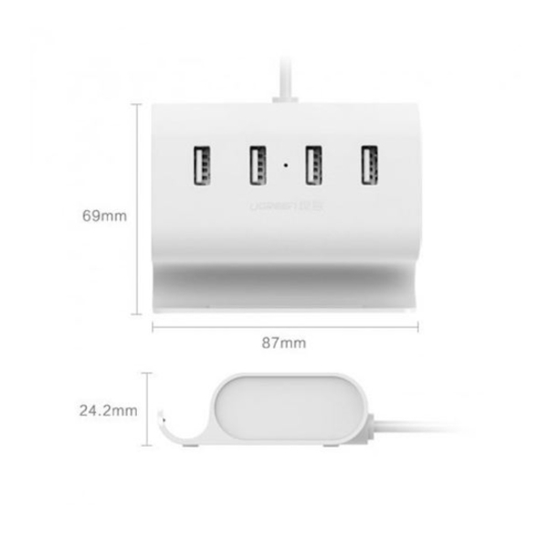 USB ჰაბი UGREEN 30288 USB-C to 4-Ports USB 2.0 Hub 0.5m (White)