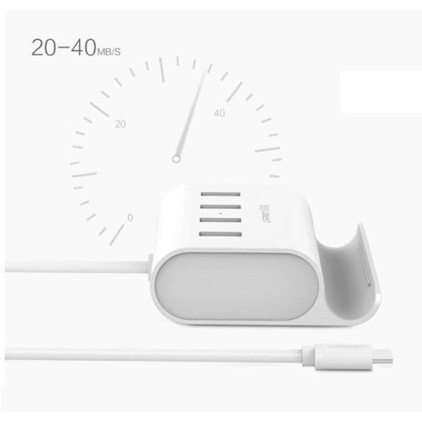 USB ჰაბი UGREEN 30288 USB-C to 4-Ports USB 2.0 Hub 0.5m (White)