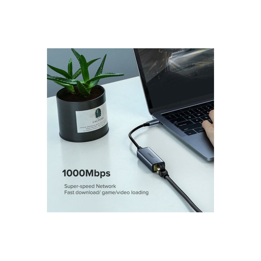 USB Type C to 10/100/1000M Ethernet Adapter UGREEN CM199 (50737), Space Gray