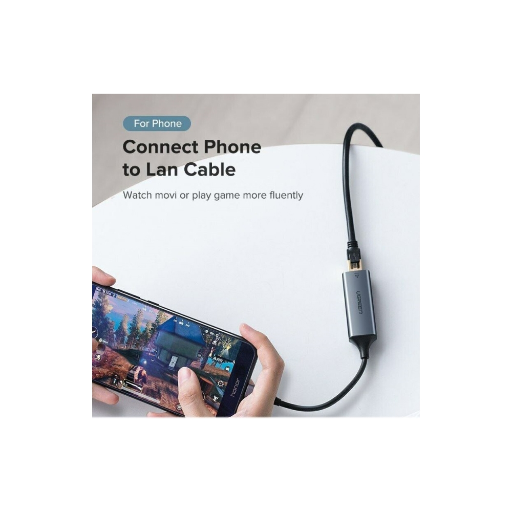 USB Type C to 10/100/1000M Ethernet Adapter UGREEN CM199 (50737), Space Gray