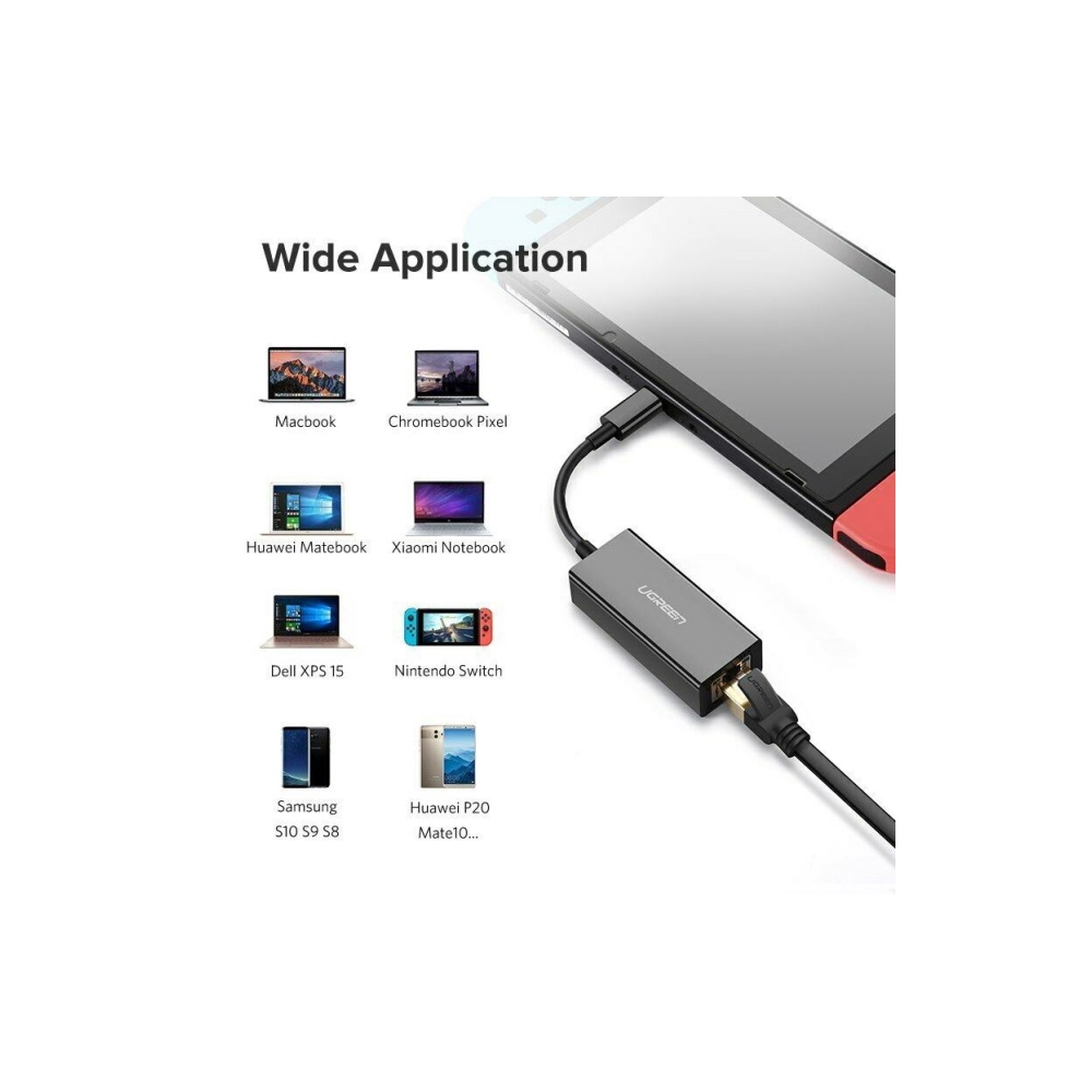 LAN ადაპტერი UGREEN CM199 (50737), USB Type C to 10/100/1000M Ethernet Adapter, Space Gray