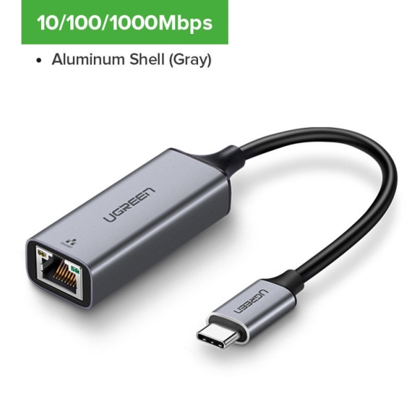 LAN ადაპტერი UGREEN CM199 (50737), USB Type C to 10/100/1000M Ethernet Adapter, Space Gray
