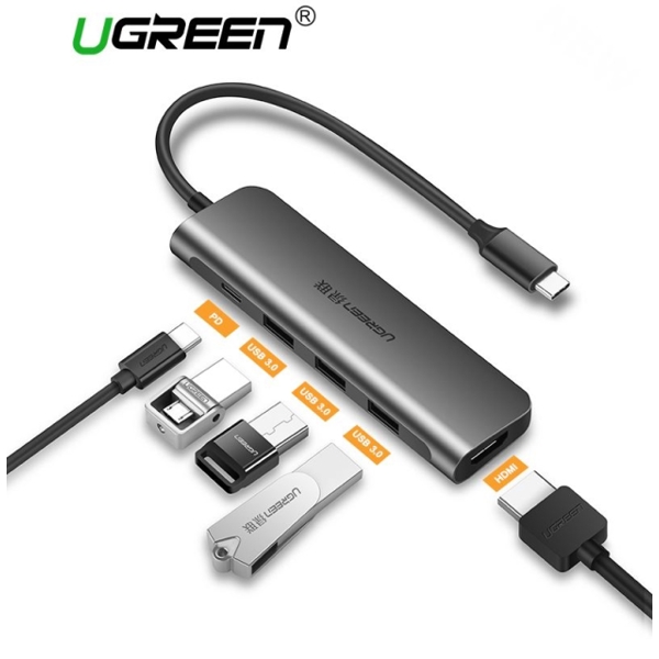 USB-C ჰაბი UGREEN CM136 (50209) USB, Type-C, HDMI, Pd Power Converter