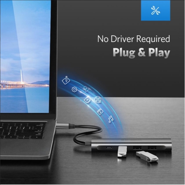 USB-C ჰაბი UGREEN CM136 (50209) USB, Type-C, HDMI, Pd Power Converter