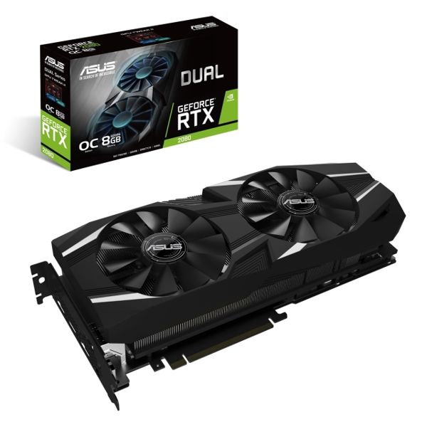 ვიდეო დაფა  PCI EXPRESS 8GB ASUS DUAL GEFORCE RTX 2080 OC EDITION 8GB GDDR6 , WITH HIGH COOLING FOR 4K,VR GAMING,HDMI,DP*3, USB-C