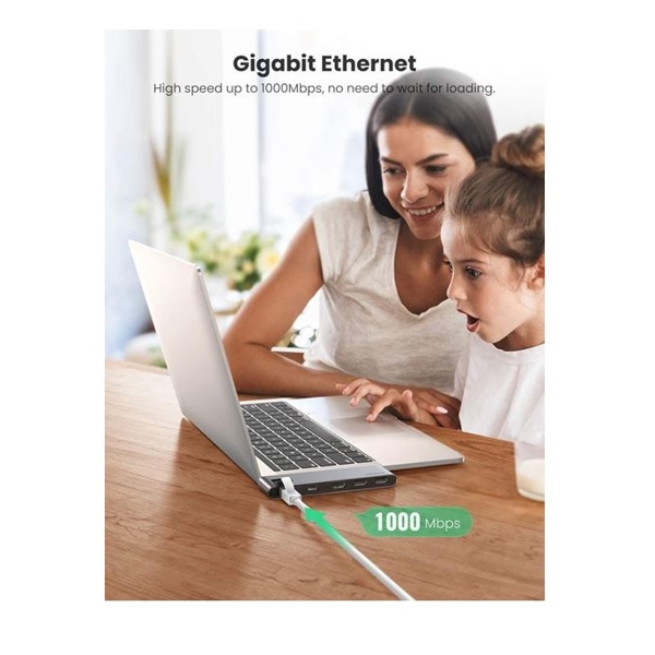 ადაპტერი UGREEN CM218 (50984) Apple MacBookPro dock USB Type C to USB 3.0, HDMI, RJ45, USB Type-C 