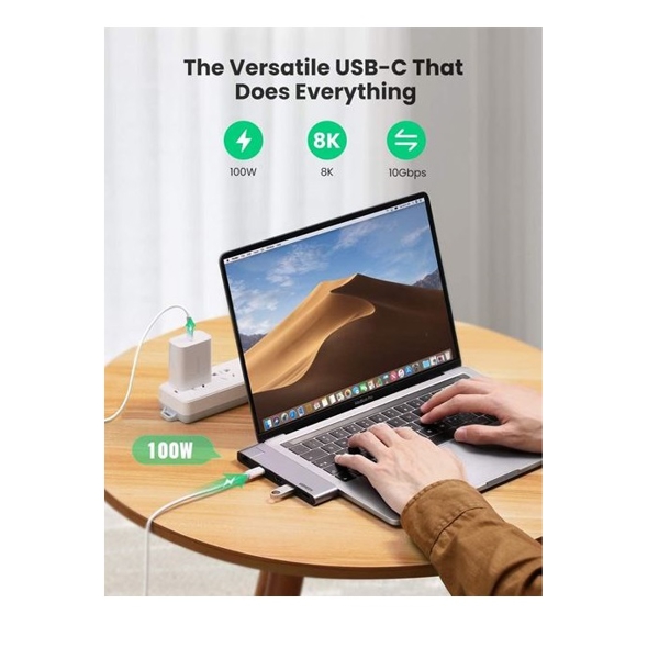 ადაპტერი UGREEN CM218 (50984) Apple MacBookPro dock USB Type C to USB 3.0, HDMI, RJ45, USB Type-C 