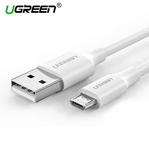 USB კაბელი UGREEN US289 (60141) USB 2.0 A to Micro USB Cable Nickel Plating 1m (White)