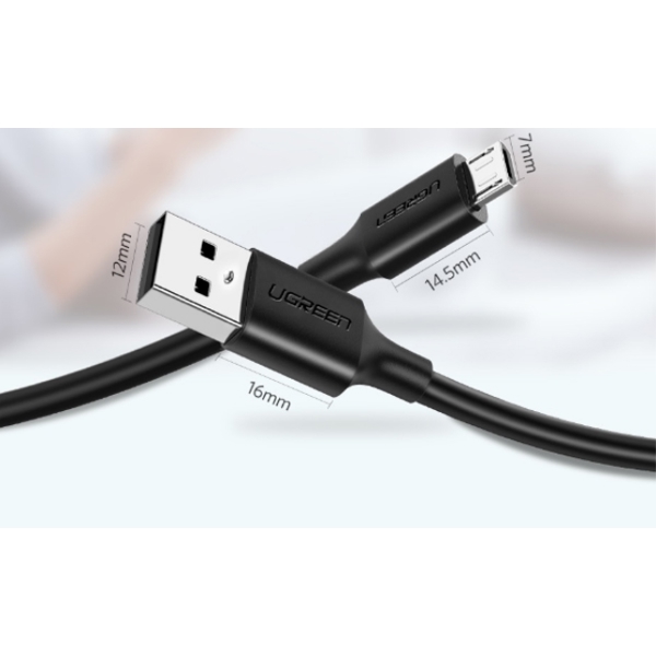 USB კაბელი UGREEN US289 (60141) USB 2.0 A to Micro USB Cable Nickel Plating 1m (White)