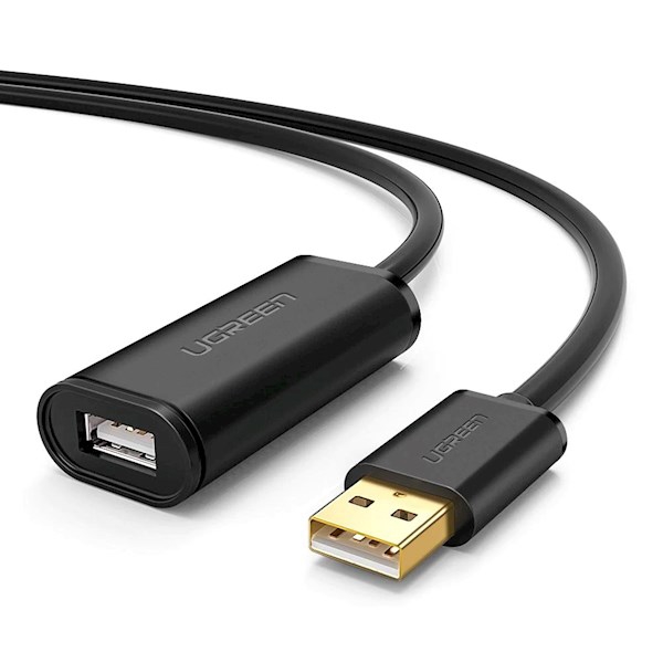 USB დამაგრძელებელი UGREEN US121 (10323) USB 2.0 Active Extension Cable, 15m, Black