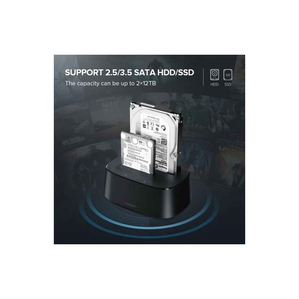 მყარი დისკის ქეისი UGREEN CM198 (50857) USB 3.0 to SATA Dual-Bay Hard Drive Docking Station