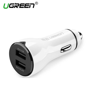 მანქანის USB დამტენი UGREEN CD163 (40725) Dual USB Car Charger 2.4A+2.4A (White)