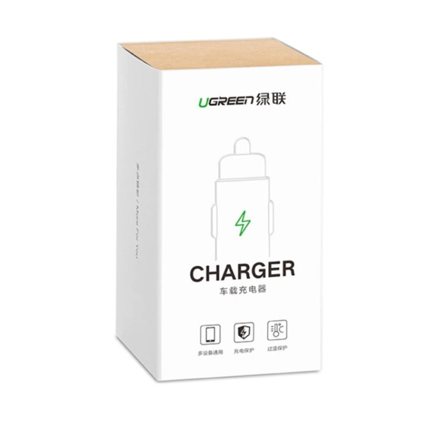მანქანის USB დამტენი UGREEN CD163 (40725) Dual USB Car Charger 2.4A+2.4A (White)