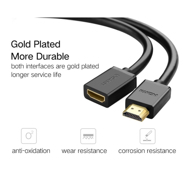 HDMI კაბელი UGREEN HD107 (10140) HDMI Male to Female Cable 0.5m (Black)